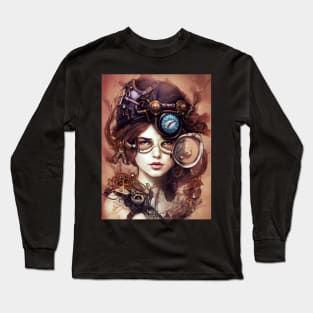 Beautiful steampunk lady Long Sleeve T-Shirt